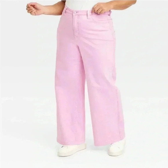 NWT AVA & VIV PINK WIDE LEG JEANS SIZE 17 - Picture 1 of 5